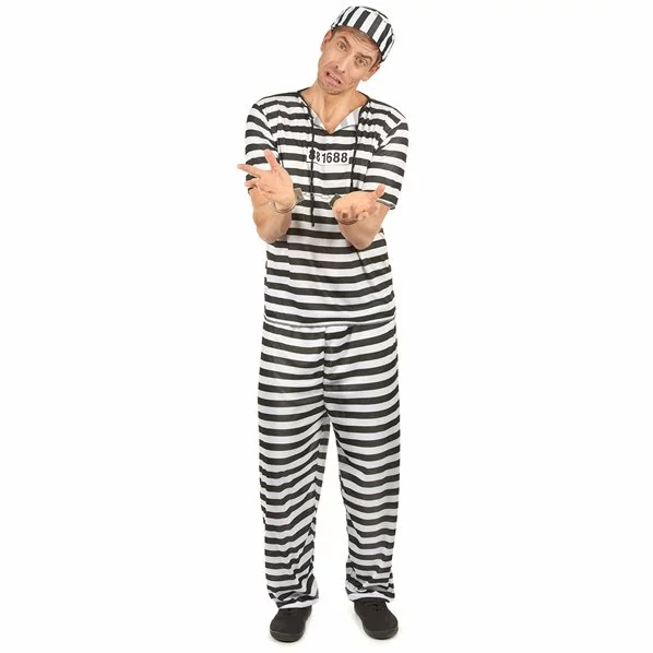 WIDMANN DEGUISEMENT PRISONNIER NOIR ET BLANC TAILLE L/XL 1 WIDMANN DEGUISEMENT PRISONNIER NOIR ET BLANC TAILLE L/XL