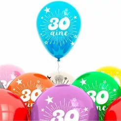 BALLONS 30 ANS EN LATEX - SACHET DE 8