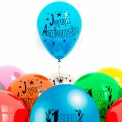 BALLONS JOYEUX ANNIVERSAIRE EN LATEX 26 CM - SACHET DE 8
