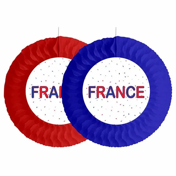 EVENTAIL DECORATIF EN PAPIER FRANCE 50 CM - LOT DE 2 1 EVENTAIL DECORATIF EN PAPIER FRANCE 50 CM - LOT DE 2