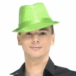 CHAPEAU VERT A SEQUINS