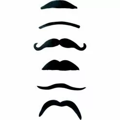 MOUSTACHES NOIRES ASSORTIES - PAQUET DE 12