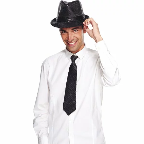 CRAVATE NOIRE A SEQUINS 1 CRAVATE NOIRE A SEQUINS