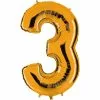 BALLON CHIFFRE 3 ALU METAL OR 35 CM