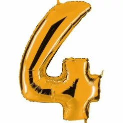 BALLON CHIFFRE 4 ALU METAL OR 35 CM