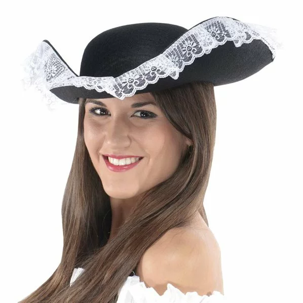 CHAPEAU TRICORNE AVEC DENTELLE EN FEUTRINE 1 CHAPEAU TRICORNE AVEC DENTELLE EN FEUTRINE