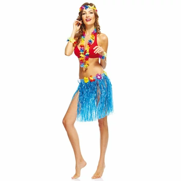 JUPE HAWAIENNE 45 CM BLEUE PVC 1 JUPE HAWAIENNE 45 CM BLEUE PVC