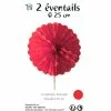 EVENTAIL DECORATIF ROUGE PAPIER 25 CM - LOT DE 2
