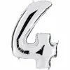 BALLON CHIFFRE 4 ALU METAL ARGENT 40 CM
