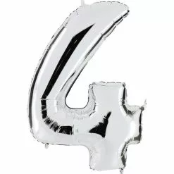 BALLON CHIFFRE 4 ALU METAL ARGENT 40 CM