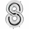 BALLON CHIFFRE 8 ALU METAL ARGENT 40 CM