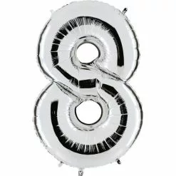 BALLON CHIFFRE 8 ALU METAL ARGENT 40 CM