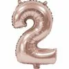 BALLON CHIFFRE 2 ALU METAL ROSE GOLD 35 CM
