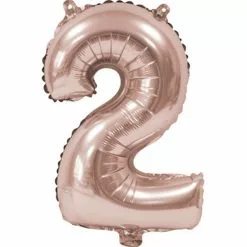 BALLON CHIFFRE 2 ALU METAL ROSE GOLD 35 CM
