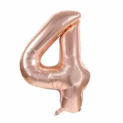 BALLON CHIFFRE 4 ALU METAL ROSE GOLD 35 CM
