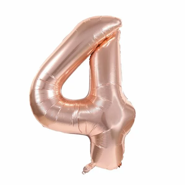 BALLON CHIFFRE 4 ALU METAL ROSE GOLD 35 CM 1 BALLON CHIFFRE 4 ALU METAL ROSE GOLD 35 CM