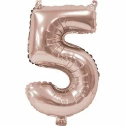 BALLON CHIFFRE 5 ALU METAL ROSE GOLD 35 CM