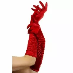 GANTS PLISSES ROUGE SATINES