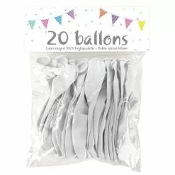 BALLONS BLANC EN LATEX 25 CM - SACHET DE 20