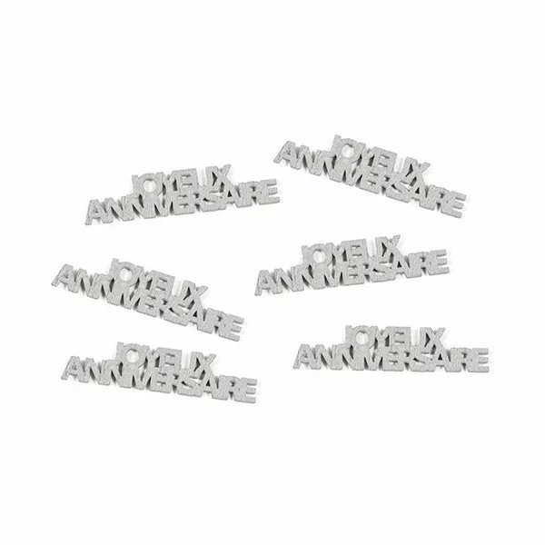 SEMIS DE TABLE JOYEUX ANNIVERSAIRE EN BOIS ARGENT 1 SEMIS DE TABLE JOYEUX ANNIVERSAIRE EN BOIS ARGENT