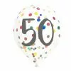 BALLONS 50 ANS EN LATEX CONFETTIS - SACHET DE 6