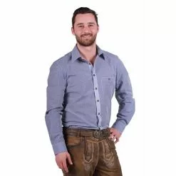 CHEMISE TYROLIENNE BLEU/BLANC MANCHES LONGUES - TAILLE S