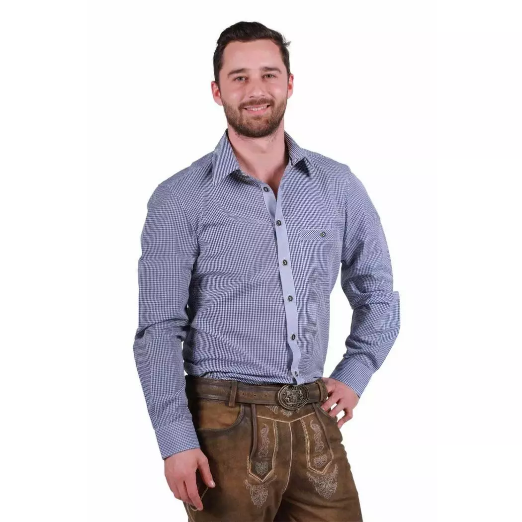 CHEMISE TYROLIENNE BLEU/BLANC MANCHES LONGUES - TAILLE XXL 1 CHEMISE TYROLIENNE BLEU/BLANC MANCHES LONGUES - TAILLE XXL