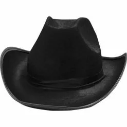 CHAPEAU COW-BOY NOIR FEUTRINE AVEC CORDELETTE